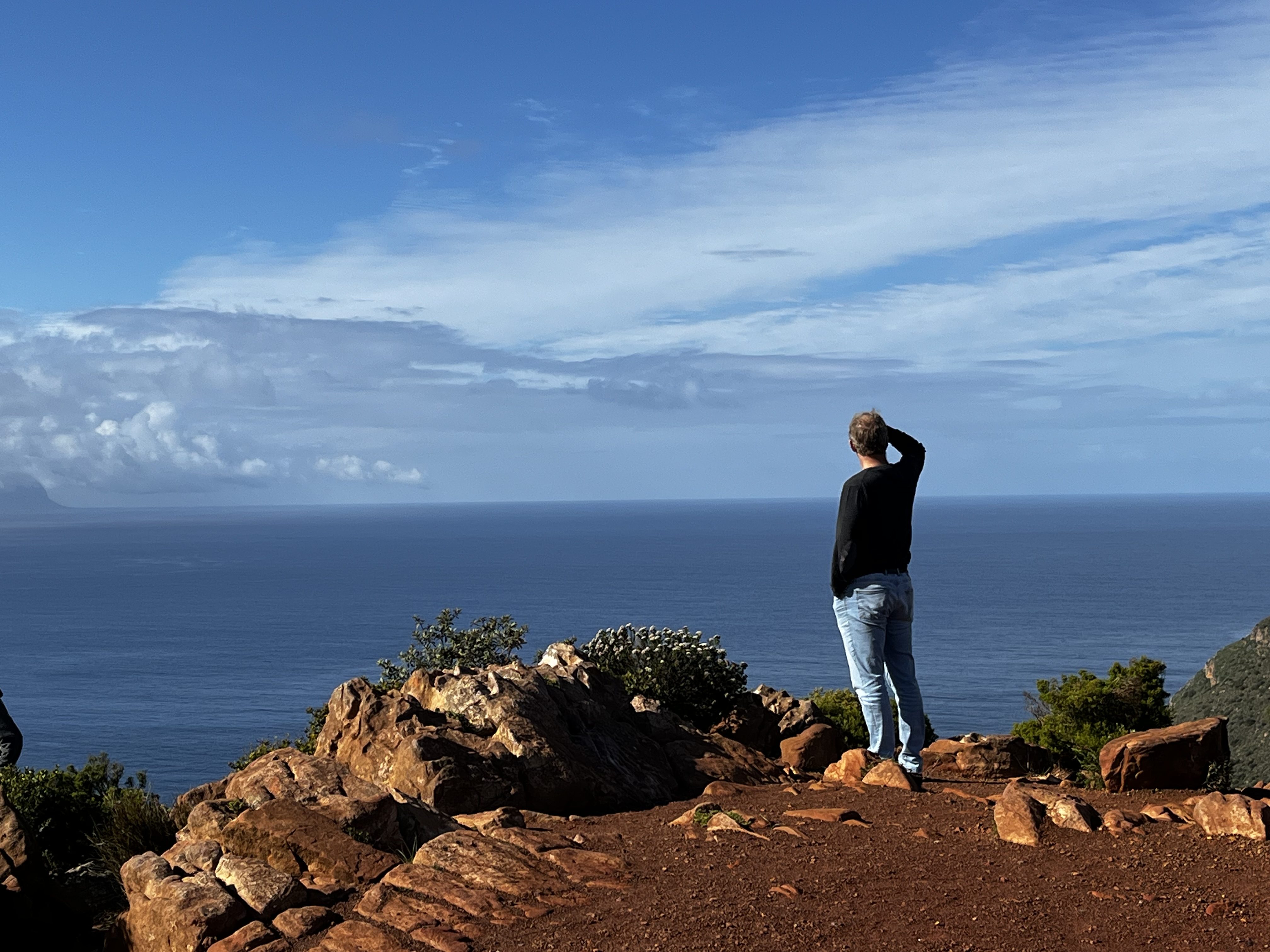 Marc staring out over the Atlantic Ocean, South Africa 