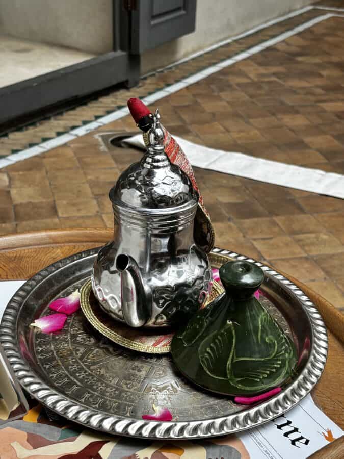Mint tea on arrival in the riad in Marrakech