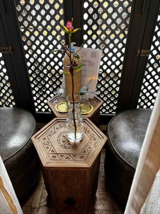 A quiet place to have tea in our room in Riad le Jardin des Sens et Spa, Marrakech