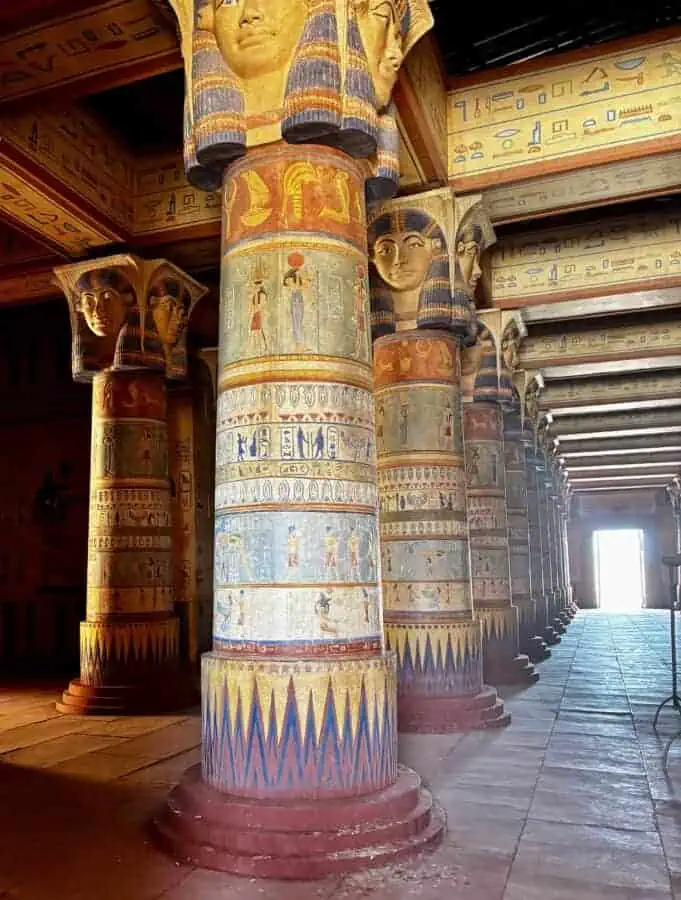 Egyptian columns at Atlas Studios on a three-day trip from souks to Sahara