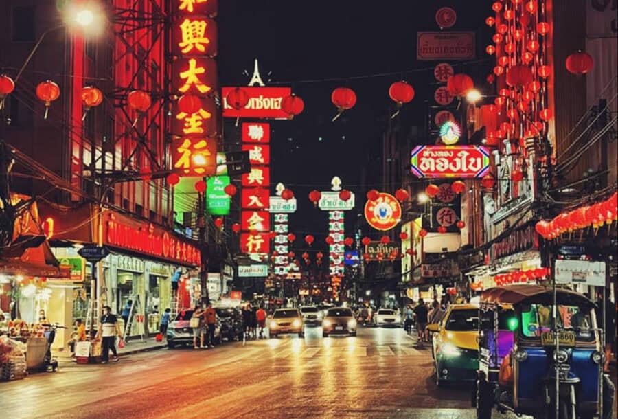 City lights on Bangkok bike tour