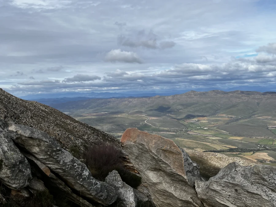 Panoramic views over the Karoo, South Africa. Seen on the first stretch of driving the Swartberg Pass, from Little Karoo to Great Karoo.