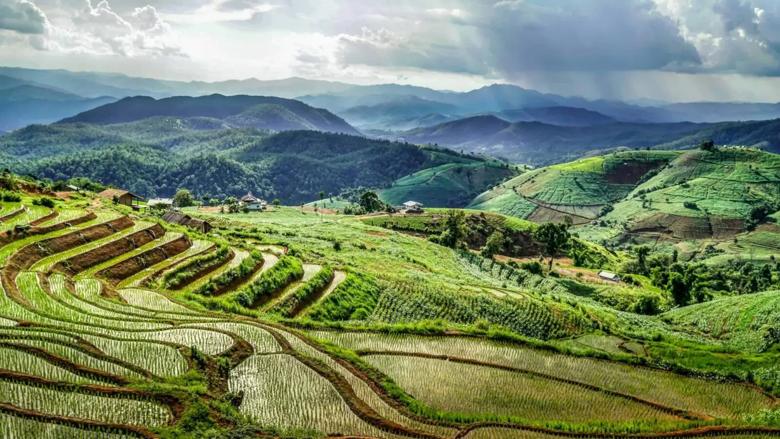 Mountains and rice fields around Chiang Mai, Thailand