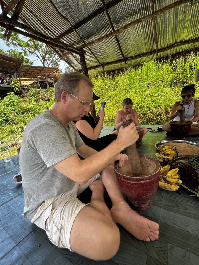 Making food for the animals in Chang Chill, Thailand