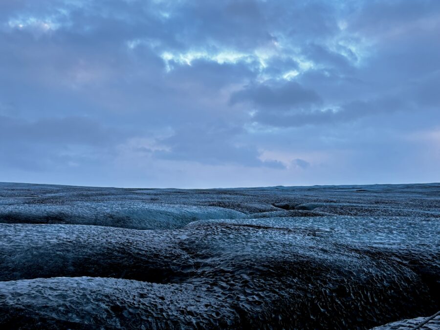 A view of Vatnajökull glacier, Iceland, looking like waves on an ocean