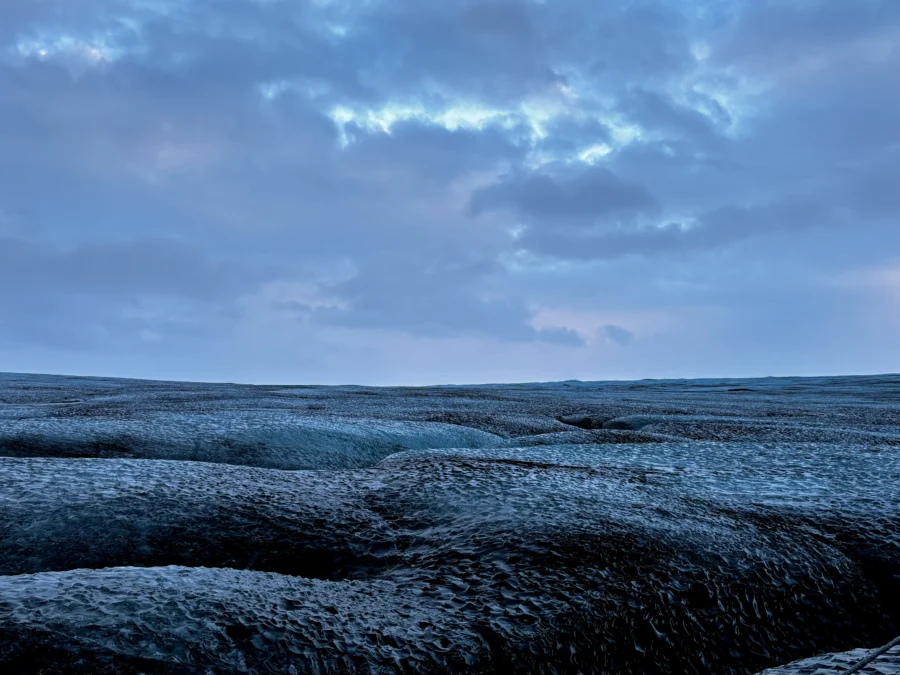 A view of Vatnajökull glacier, Iceland, looking like waves on an ocean