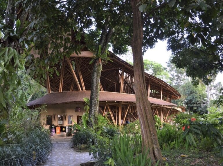 Restaurant at Ecolodge Bukit Lawang, completely made of bamboo.