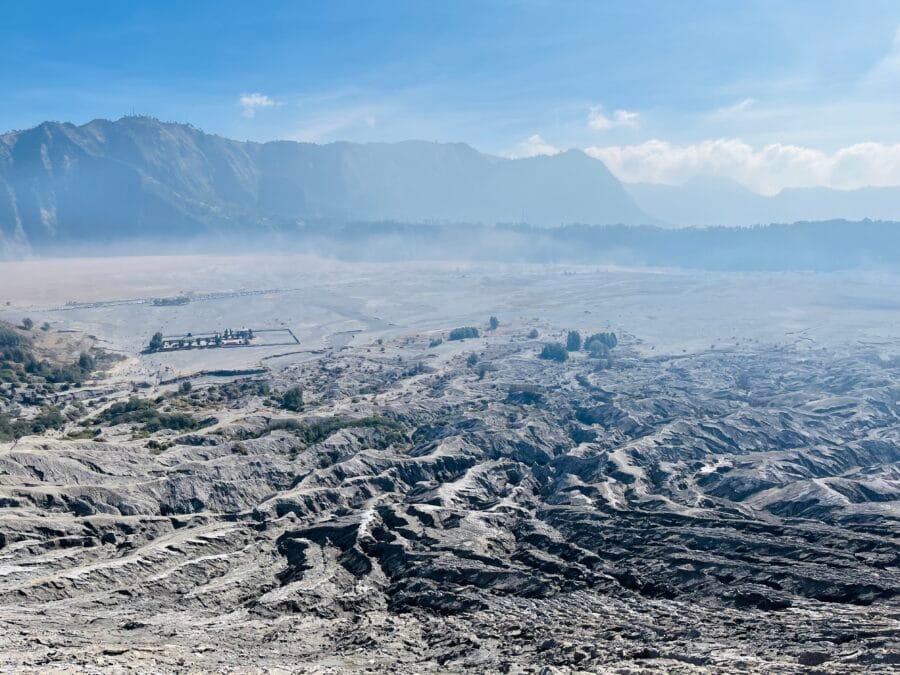 View over the Sea of Sand, from the Bromo crater rim.