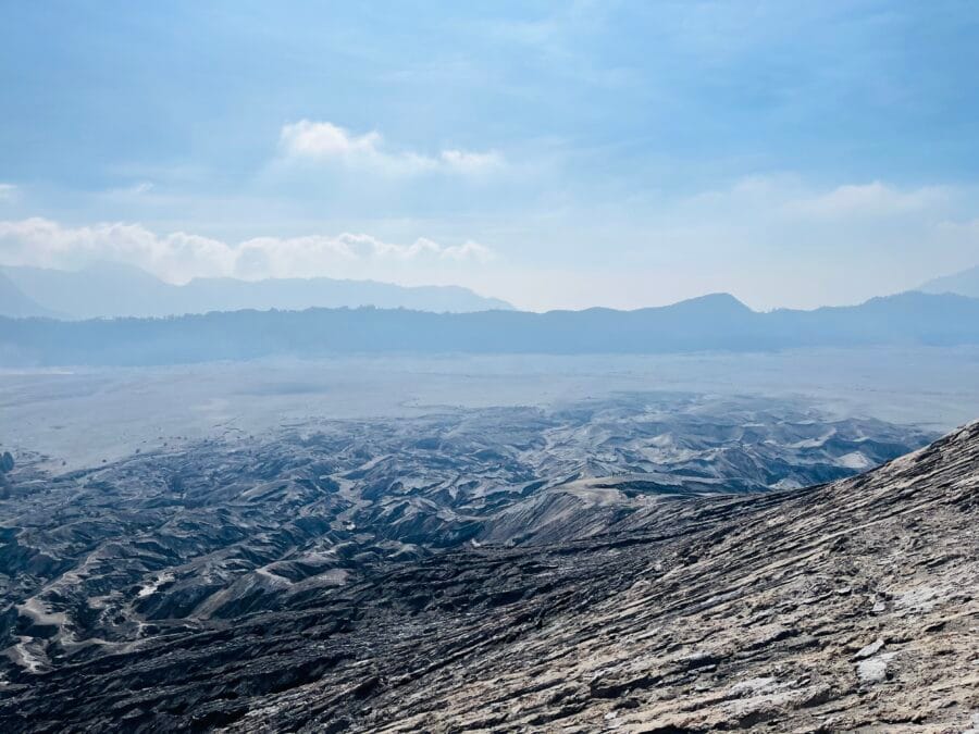 Wide view from the crater rim of Mount Bromo, Java